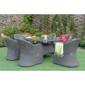 UV Resistant Poly Rattan Wicker Furniture 6 Pieces Dining Set